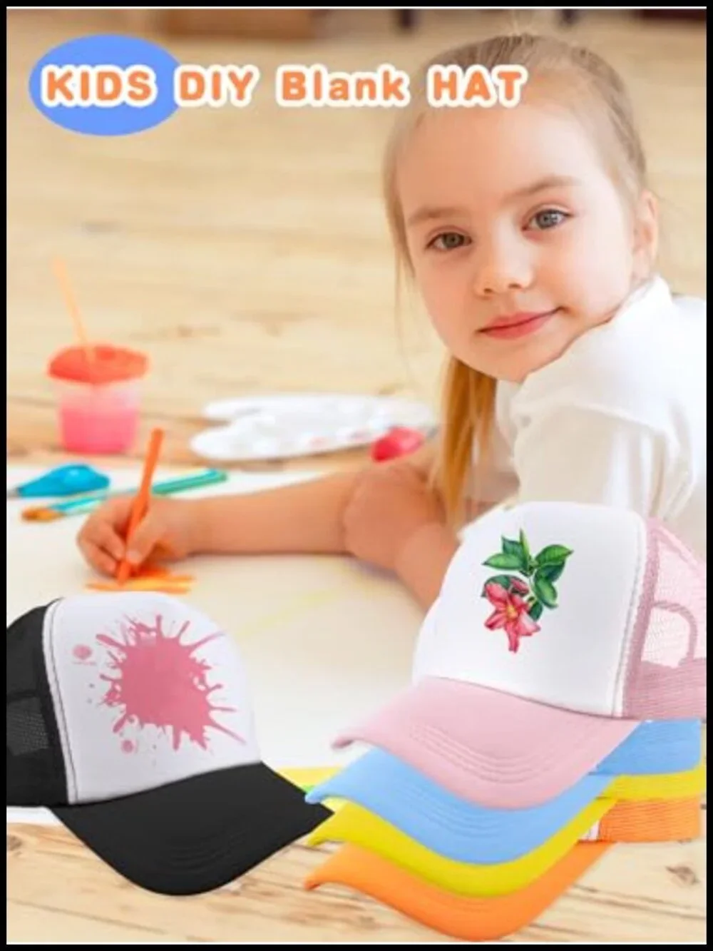 Kids DIY Sublimation Trucker Hat Adjustable Mesh Baseball Cap